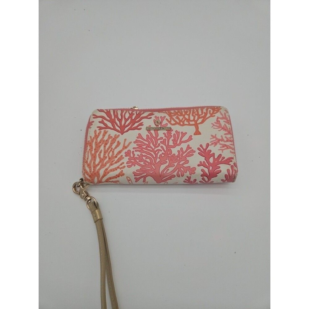 Spartina 449 Coral Wristlet Wallet Purse Clutch Zip Around